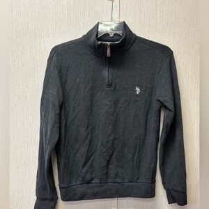 U.S. Polo Assn. Black Zip Up Sweater Classic Knit Design Charcoal Gray